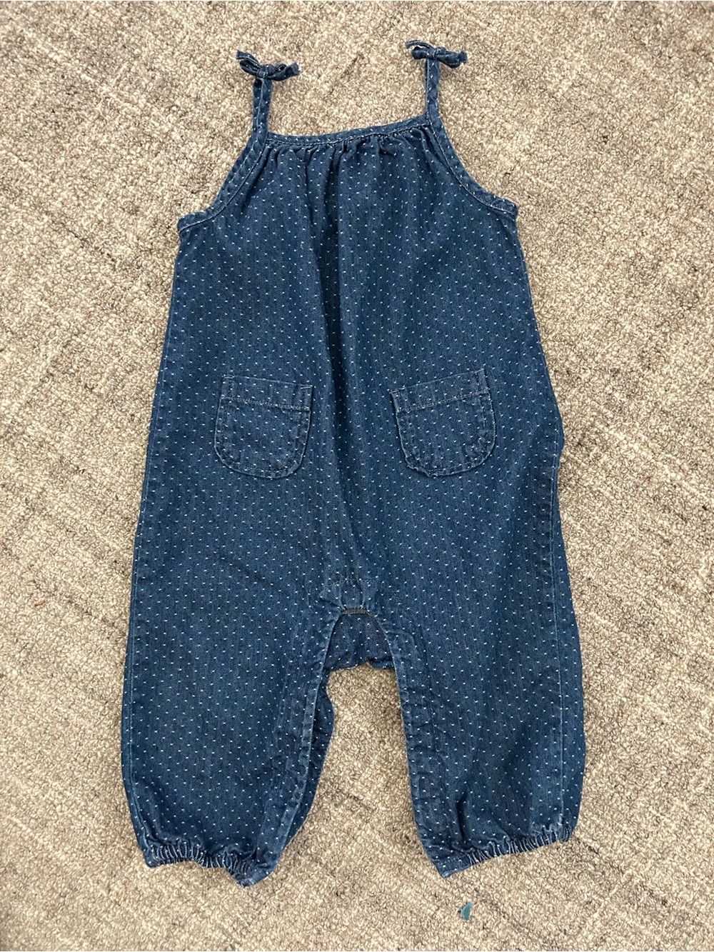 GAP Navy Polka Dot Tie-Strap Overalls Sz 12-18 months